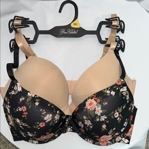 Rene Rofe Black and Cream Floral Bra